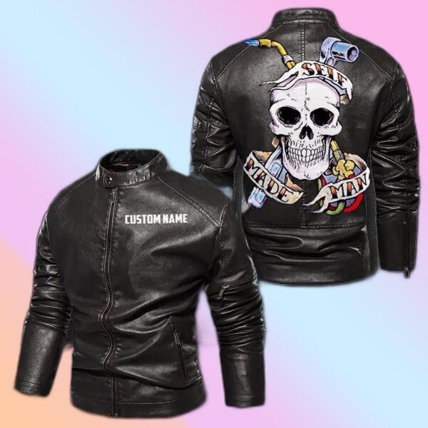 Personalized Leather Jacket Self-made Man Skull Welder