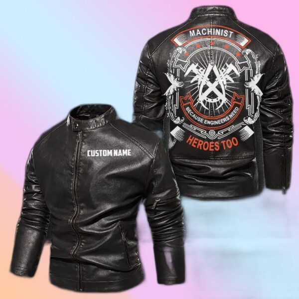 Personalized Leather Jacket The Machinist Even Enineers Need Heroes Too Motorcycle