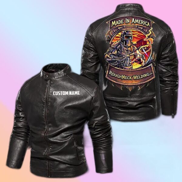 Personalized Leather Jacket American Welder Roughneck