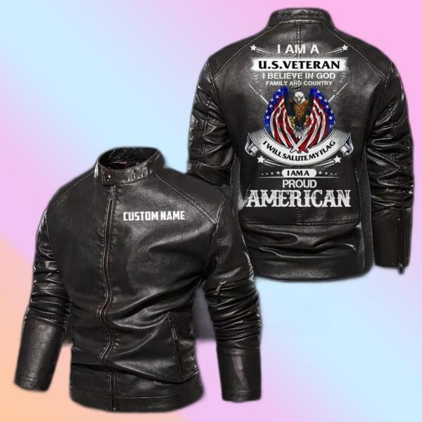 Personalized Leather Jacket I Bring Freedom Veteran