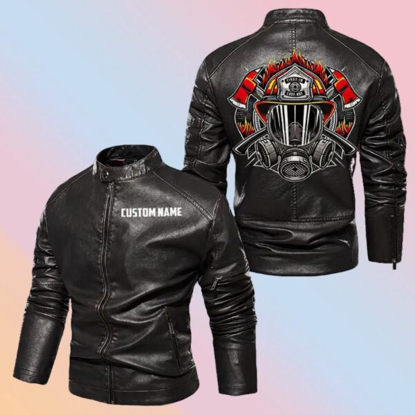 Personalized Leather Jacket Rider With A Firefighter Spirit