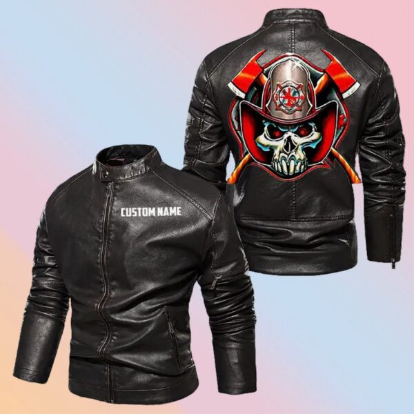 Personalized Leather Jacket Rider With A Firefighter Spirit
