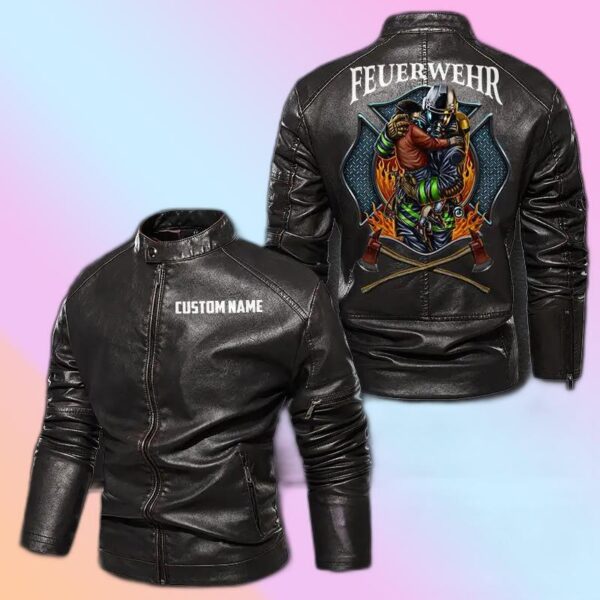 Personalized Leather Jacket Rider With A Firefighter Spirit
