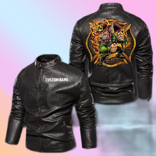 Personalized Leather Jacket Rider With A Firefighter Spirit
