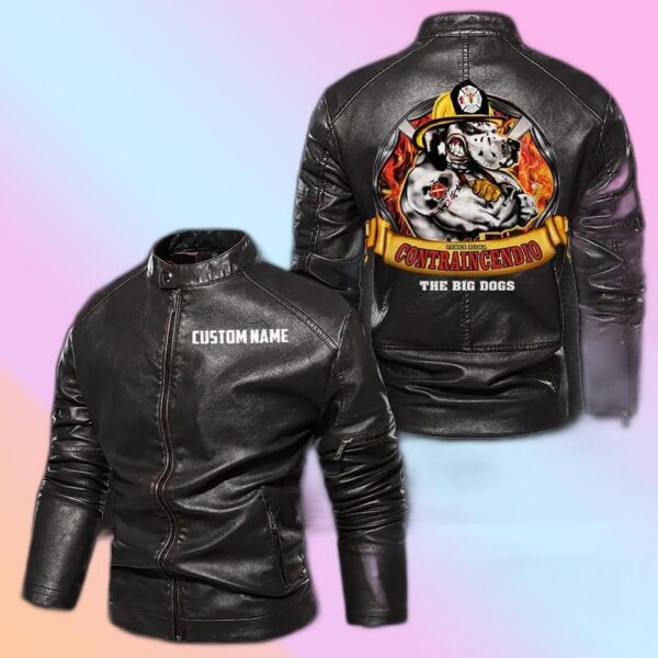 Personalized Leather Jacket Rider With A Firefighter Spirit