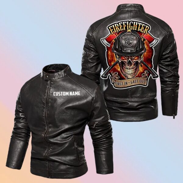 Personalized Leather Jacket Rider With A Firefighter Spirit