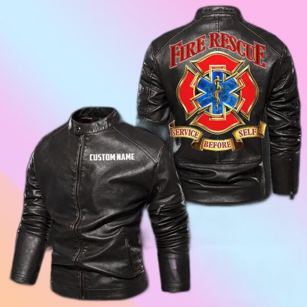 Personalized Leather Jacket Rider With A Firefighter Spirit