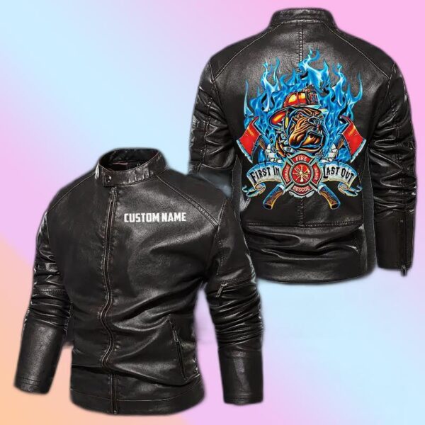 Personalized Leather Jacket Rider With A Firefighter Spirit