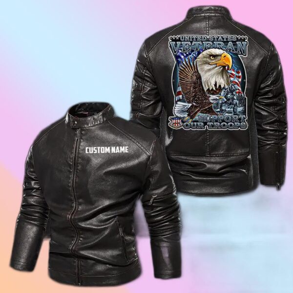 Personalized Leather Jacket United States Veteran Motorcycle Club