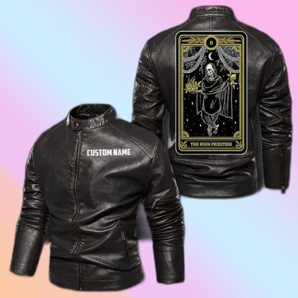 Personalized Leather Jacket The High Priestess Tarot Card
