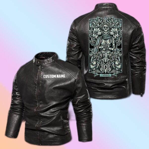 Personalized Leather Jacket Zodiac Virgo Motorcycle Club