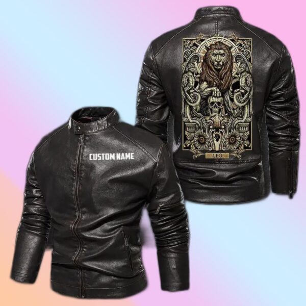 Personalized Leather Jacket Zodiac Leo Motorcycle Club