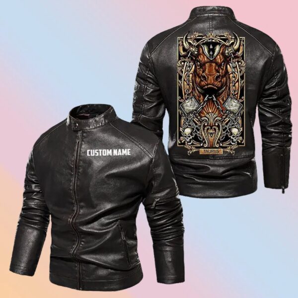 Personalized Leather Jacket Zodiac Taurus Motorcycle Club