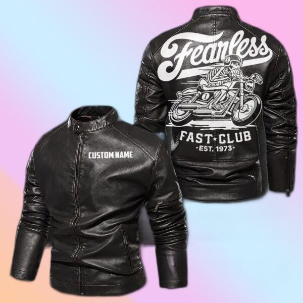 Personalized Leather Jacket Fearless Rider Fast Club