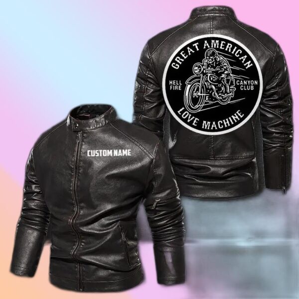 Personalized Leather Jacket Great American Love Machine Motorcycle Club