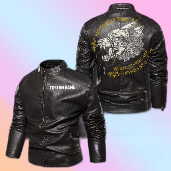 Personalized Leather Jacket No One Is Free When Other Are Oppressed