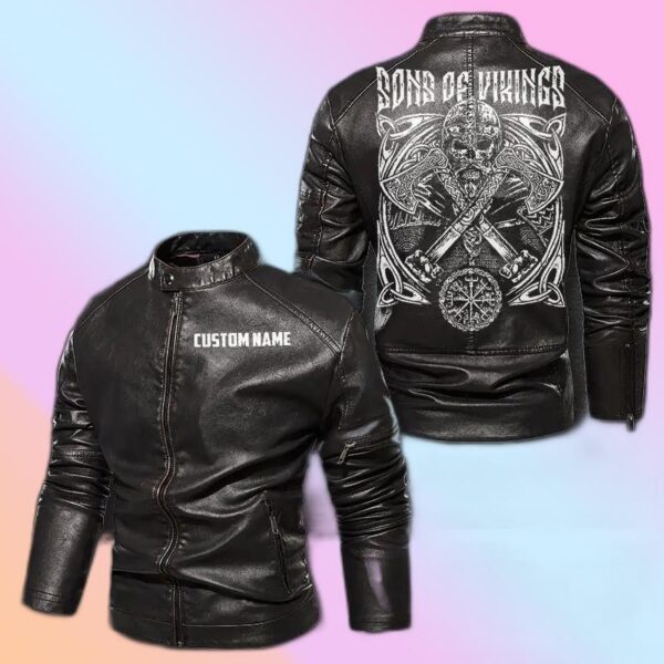 Personalized Leather Jacket Sons Of Viking Motocycle Club