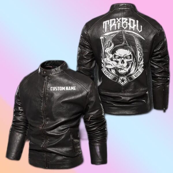 Personalized Leather Jacket Vaping Death God