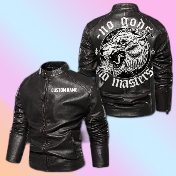 Personalized Leather Jacket No Gods No Masters
