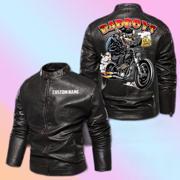 Personalized Leather Jacket Bad Boy With Motorcycle