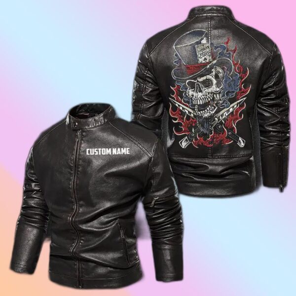 Personalized Leather Jacket The Gambler Flame