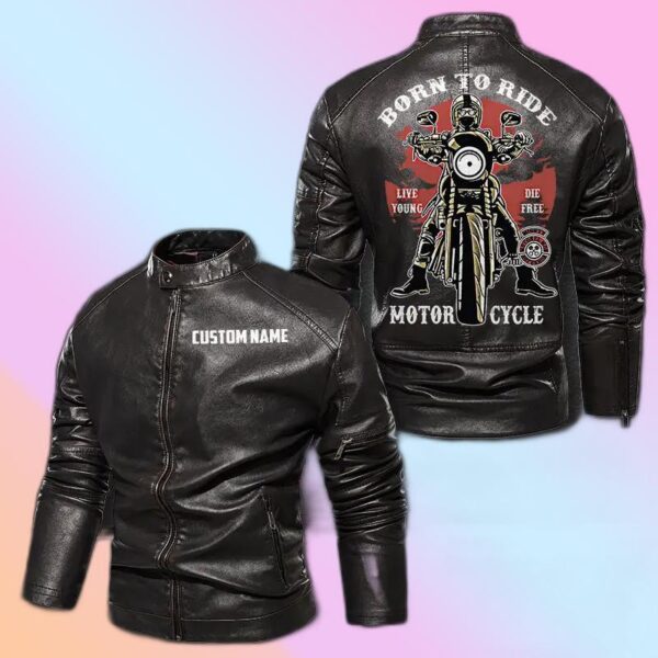 Personalized Leather Jacket Born To Ride Live Young Die Free Motorcycle Club