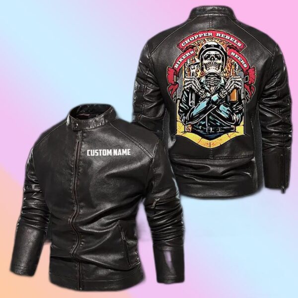 Personalized Leather Jacket Chopper Rebels Biker Worker And Beer In One