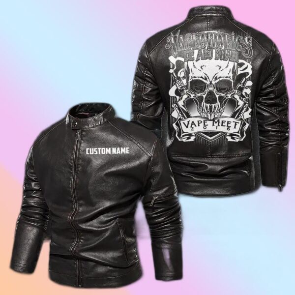 Personalized Leather Jacket Vaper Meet Skull