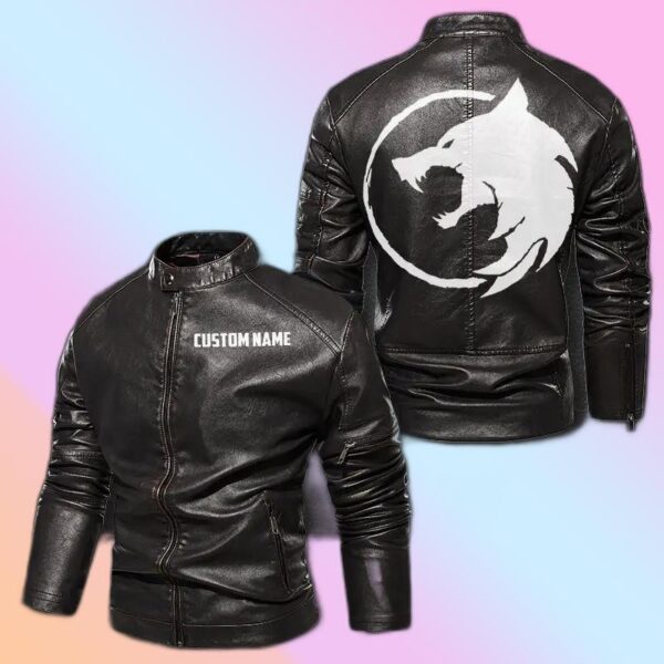 Personalized Leather Jacket Wolf Biker