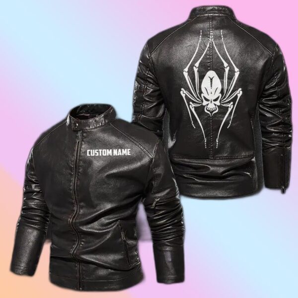 Personalized Leather Jacket Spider Skull