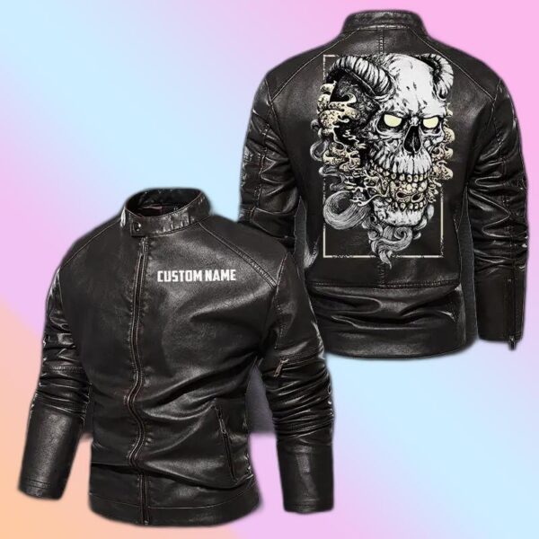 Personalized Leather Jacket Demon Skull