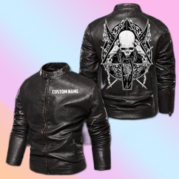 Personalized Leather Jacket Biker Skull