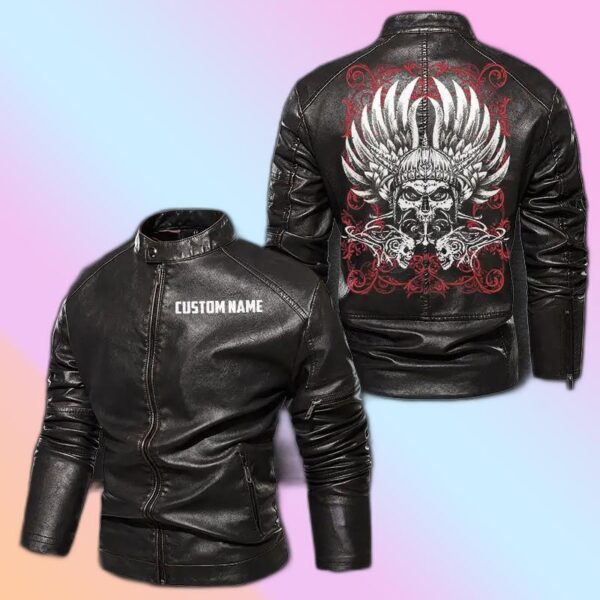 Personalized Leather Jacket America Native Skull