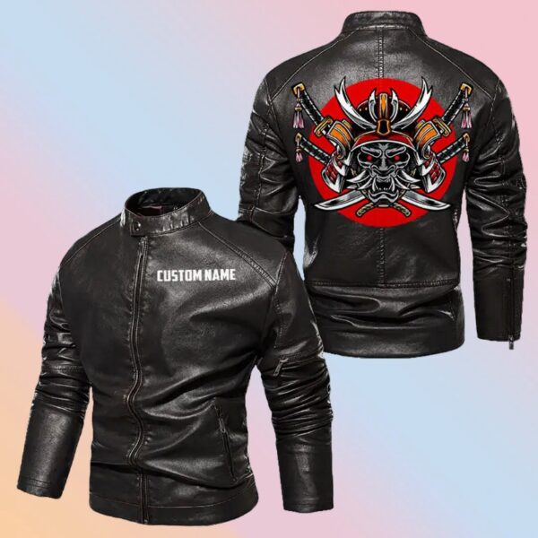 Personalized Leather Jacket Samurai Devil Mask