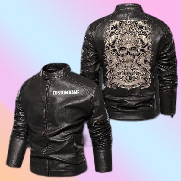Personalized Leather Jacket Overlord Skull