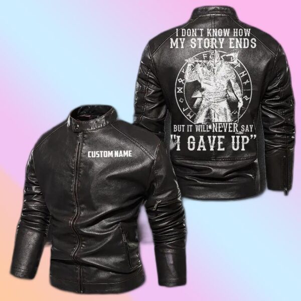 Personalized Leather Jacket I Will Never Say I Give Up