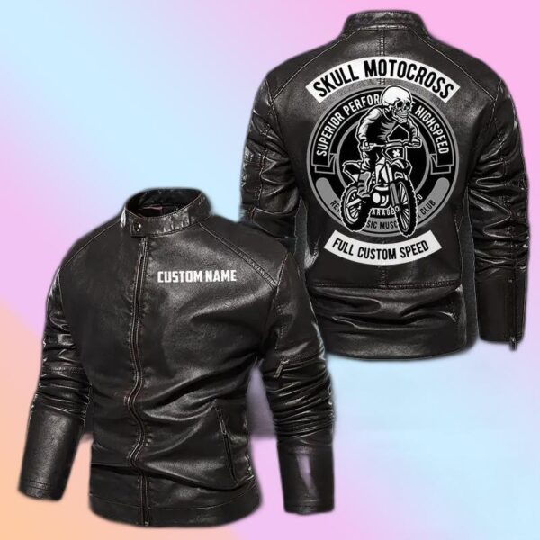 Personalized Leather Jacket Skull Motocross
