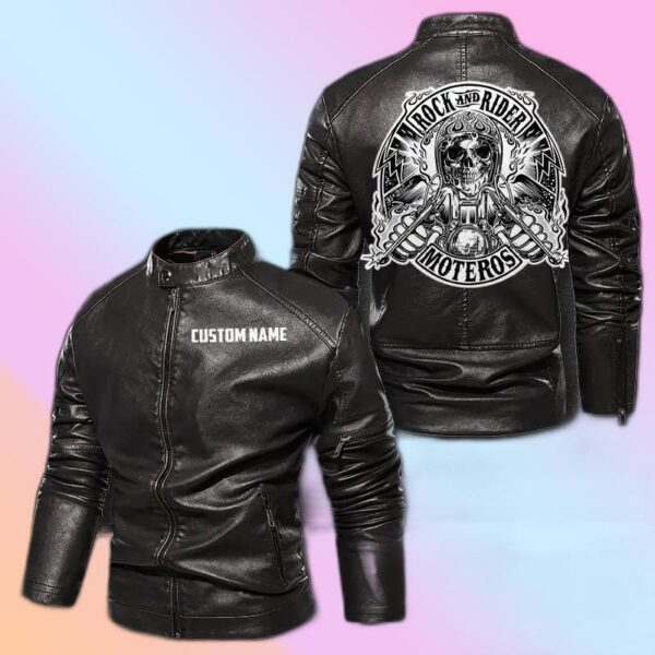Personalized Leather Jacket Rock And Rider Motoros
