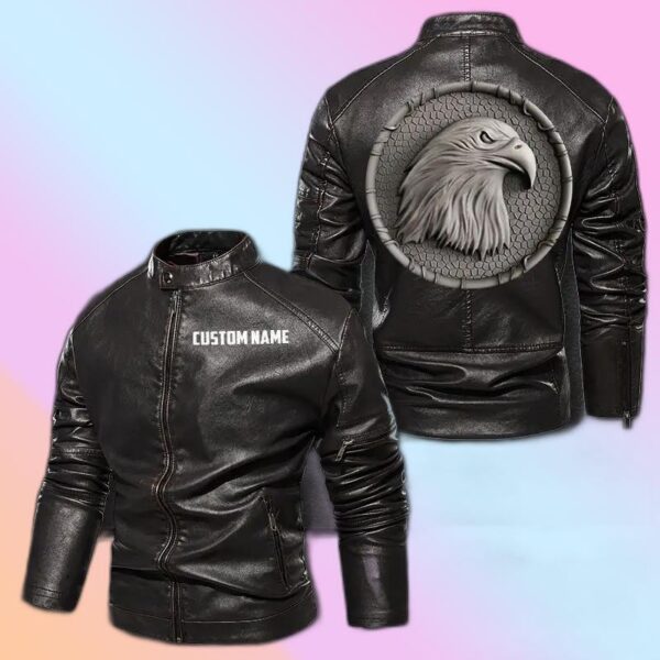 Personalized Leather Jacket Eagle Biker