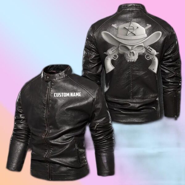 Personalized Leather Jacket Skull Cowboy