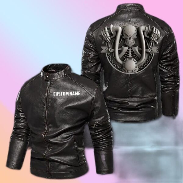 Personalized Leather Jacket Skull Driver