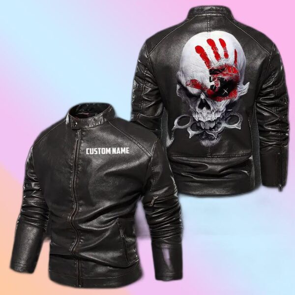 Personalized Leather Jacket Skull Biker