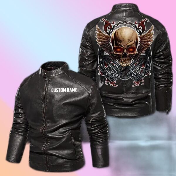 Personalized Leather Jacket Skull Biker