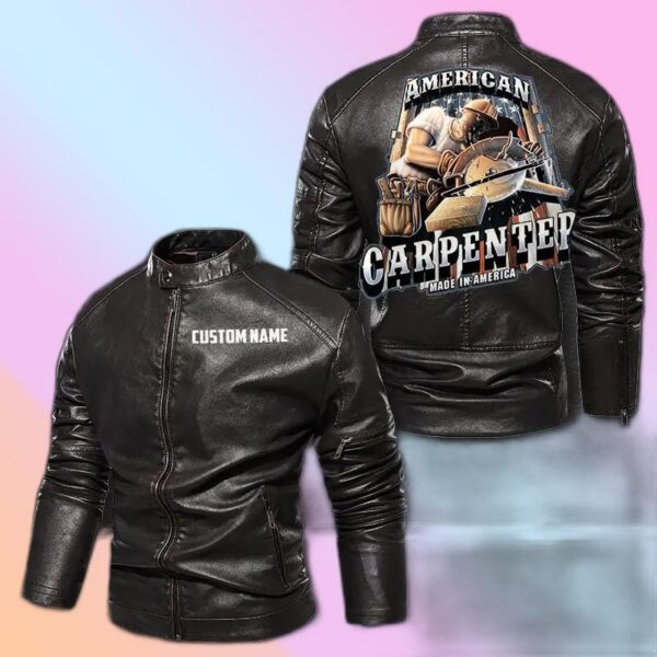 Personalized Leather Jacket American Carpenter