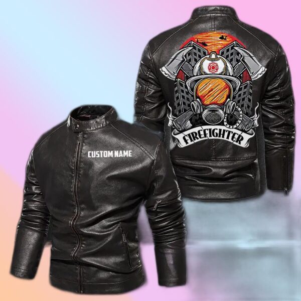 Personalized Leather Jacket Rider With A Firefighter Spirit